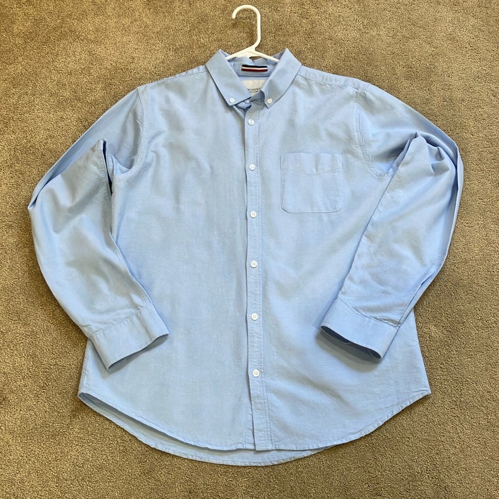 Men’s Cotton:On Brunswick Sky Blue Oxford L/S Shirt Button Down Collar Size L